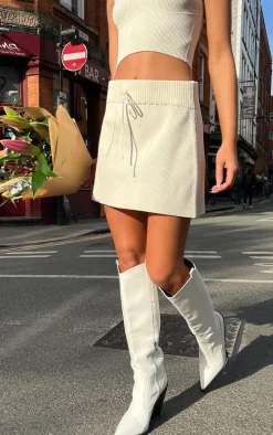 Oatmeal Knitted Tennis Skirt