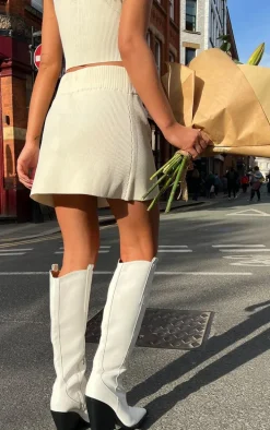 Oatmeal Knitted Tennis Skirt