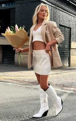 Oatmeal Knitted Tennis Skirt