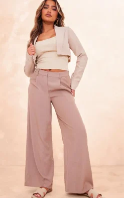 Oatmeal Linen Look Crop Blazer