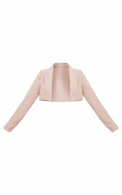 Oatmeal Linen Look Crop Blazer