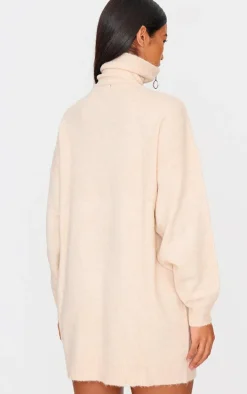 Oatmeal Luxe Knit Half Zip Sweater Dress