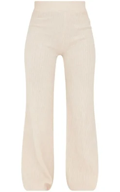 Oatmeal Luxe Rib Knit Wide Leg Pants