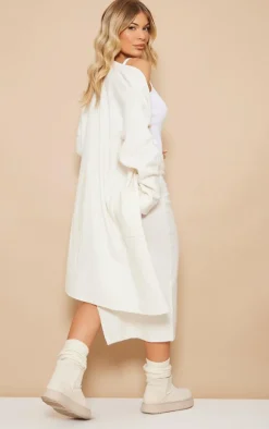 Oatmeal Marl Knit Midi Relaxed Cardigan