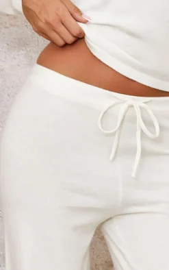 Oatmeal Soft Knit Drawstring Waist Wide Leg Pants