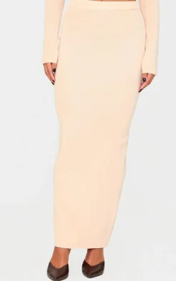 Oatmeal Soft Rib Knitted Maxi Skirt