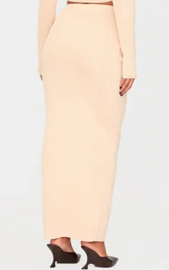 Oatmeal Soft Rib Knitted Maxi Skirt