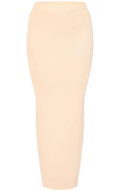 Oatmeal Soft Rib Knitted Maxi Skirt