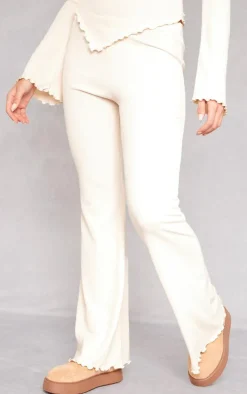 Oatmeal Soft Rib Mid Rise Skinny Straight Pants