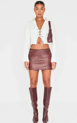 Off White Premium Woven Tie Front Shirt