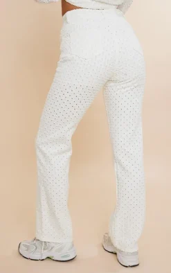 Off White Textured Jeans