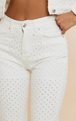 Off White Textured Jeans