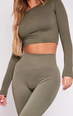 Olive Basic Seamless High Waist Gym Leggings