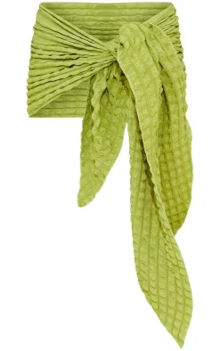 Olive Bubble Textured Tie Side Beach Sarong