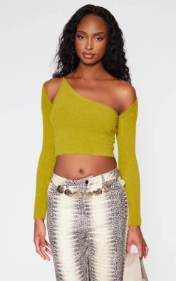 Olive Eyelash Knit Shrug And Top Set