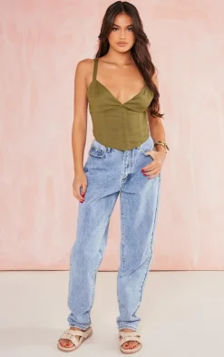 Olive Linen Look Corset