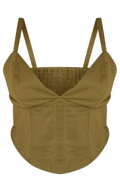 Olive Linen Look Corset