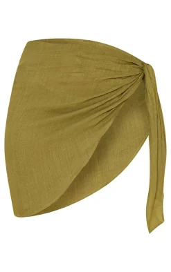 Olive Linen Look Mini Beach Sarong