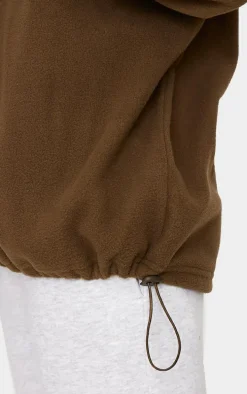 Olive Oversized Fitting Contrast Binding Toggle Fleece