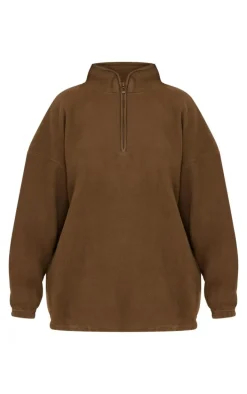 Olive Oversized Fitting Contrast Binding Toggle Fleece