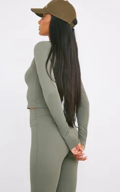 Olive Sculpt Long Sleeve Gym Top