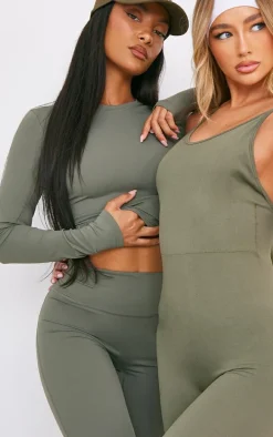 Olive Sculpt Long Sleeve Gym Top