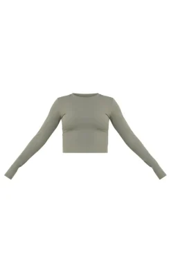 Olive Sculpt Long Sleeve Gym Top