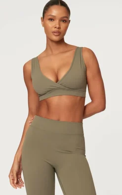 Olive Sculpt Cross Front Sports Bra