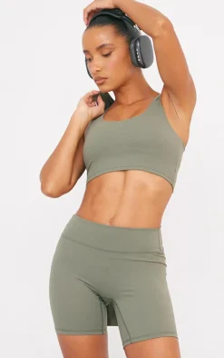 Olive Sculpt High Waist Gym Shorts