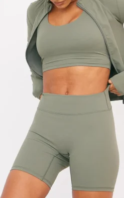 Olive Sculpt High Waist Gym Shorts