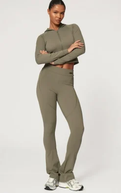 Olive Sculpt Hooded Long Sleeve Gym Jacket