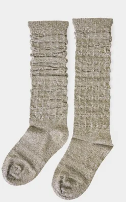 Olive Slouchy Knitted Marl Socks