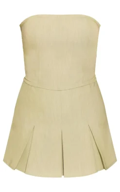 Olive Tailored Woven Bandeau Skort Romper