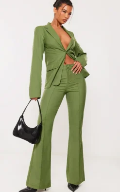 Olive Tailored Woven Flared Pants