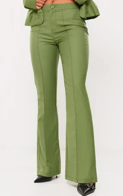 Olive Tailored Woven Flared Pants