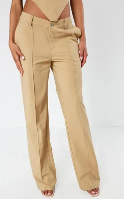 Olive Tailored Woven Straight Leg Seamed Detail Pants