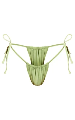 Olive Tie Side Bikini Bottoms