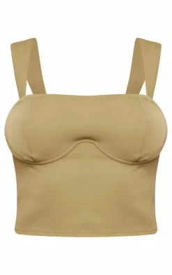 Olive Woven Underbust Seam Top