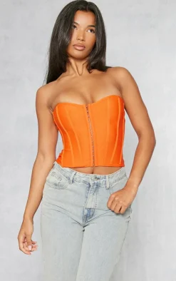 Orange Bandage Hook And Eye Structured Corset
