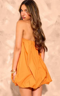 Orange Bandeau Balloon Puffball Dress