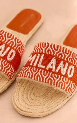 Orange Beaded Round Toe 