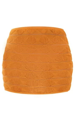 Orange Bobble Textured Sheer Knit Mini Skirt