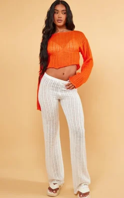 Orange Brushed Stripe Ladder Oversized Crop Chuck On