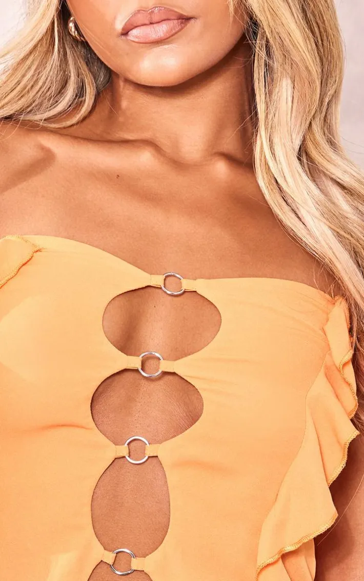 Orange Chiffon Frill Ring Detail Bandeau