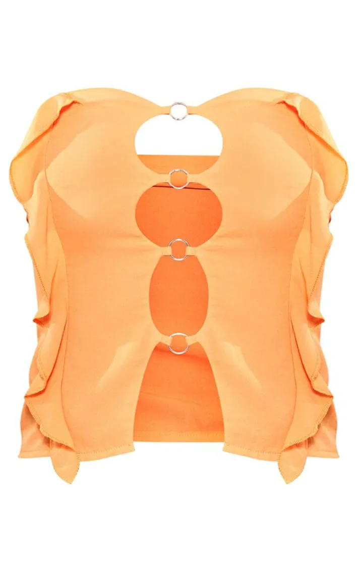 Orange Chiffon Frill Ring Detail Bandeau