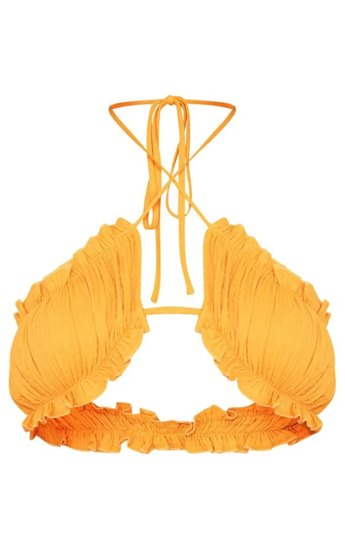 Orange Cross Front Ruched Cup Strappy Bralet