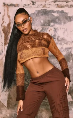 Orange Extreme Distressed Knitted Top