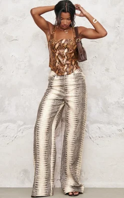 Orange Faux Leather Snake Print Corset