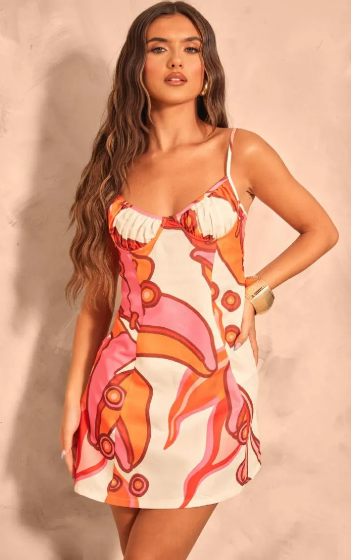 Orange Floral Shift Dress