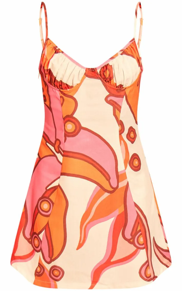 Orange Floral Shift Dress